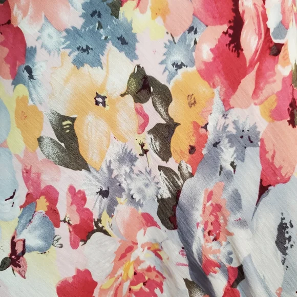 Valerie Steven's linen & silk floral A-line midi skirt. Size 10. - Picture 4 of 9